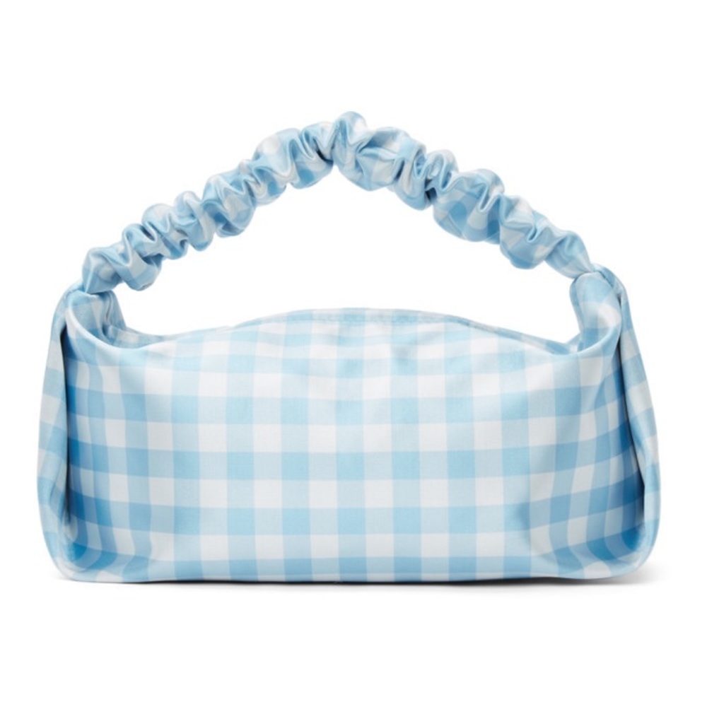 alexander wang blue and white check mini scrunchie bag